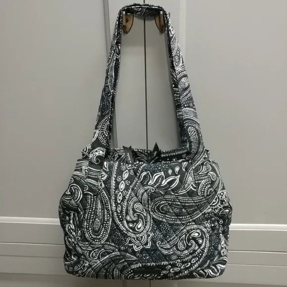 *Vera Bradley Stellar Paisley Shoulder Bag Purse Black White - NWT